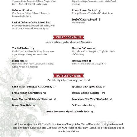 massimo's cucina menu|massimo's fremont menu.